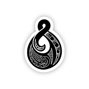 black maori carving single twist sticker