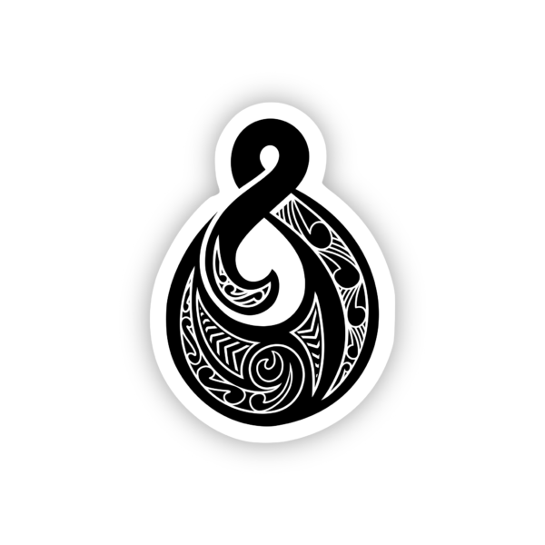 black maori carving single twist sticker