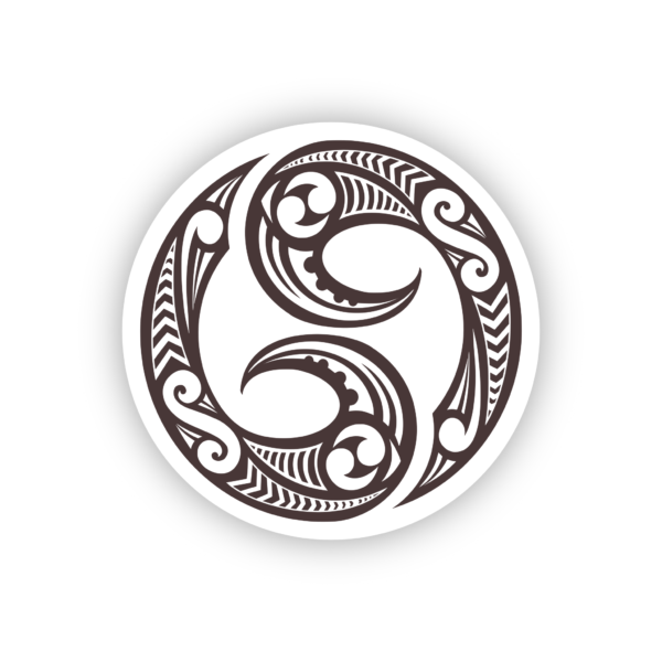 brown maori caring circle sticker