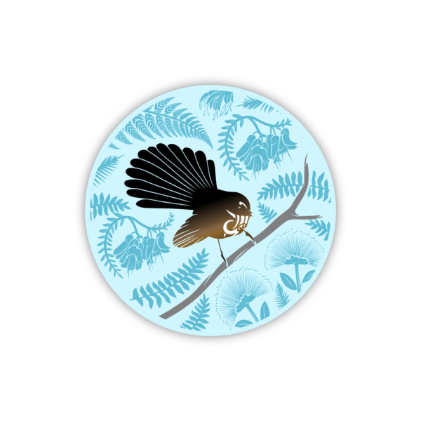 blue Fantail in the forest sticker