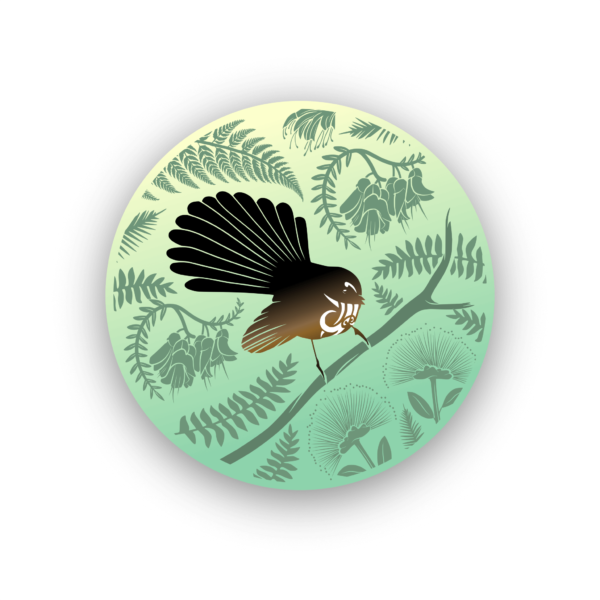 green fantail in the forest sticker