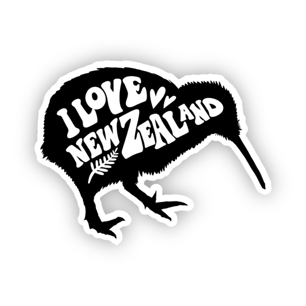 black kiwi with i love new zealand sticker