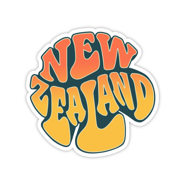 orange new zealand written in a retro font sticker