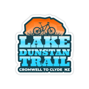 blue and red lake dunstan trail sticker