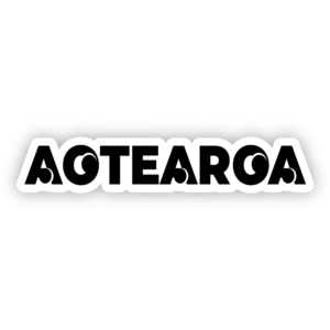 black aotearoa in a koru font sticker