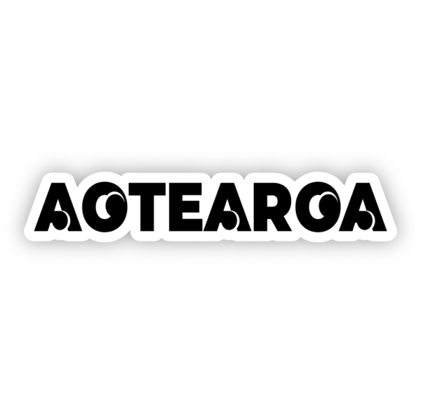 black aotearoa in a koru font sticker