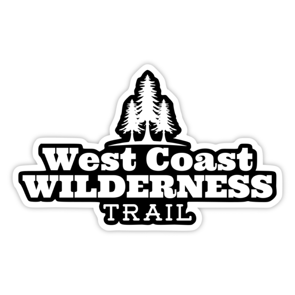 black and white west coast wilderness trail sticker