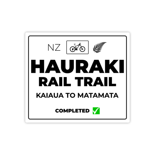 white hauraki rail trail sticker