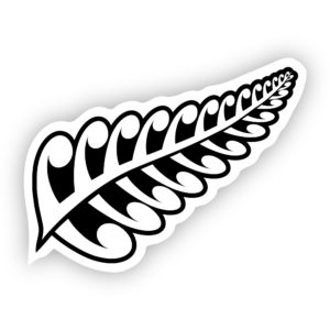 black and white stylised silver fern sticker