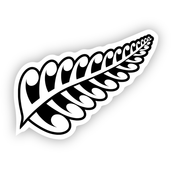 black and white stylised silver fern sticker