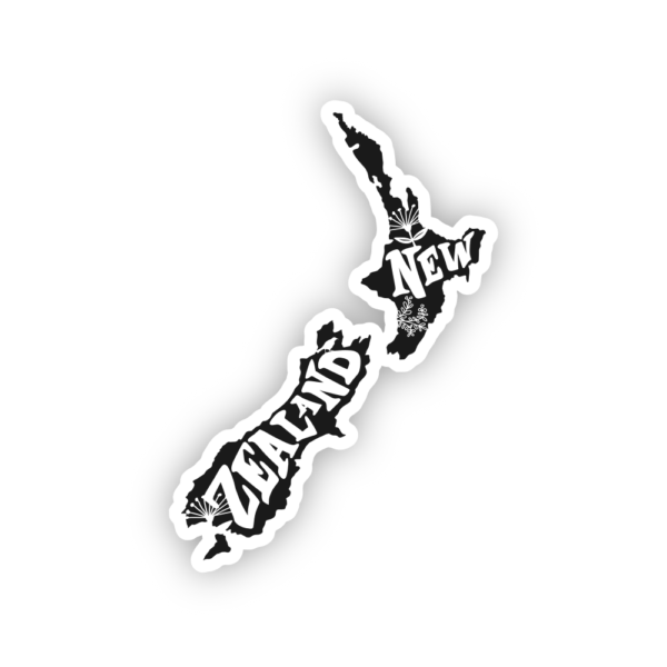 black New zealand stylised map sticker