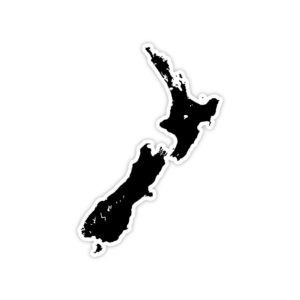 black silhouette of new zealand map sticker